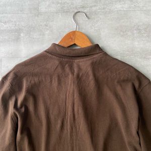Men's Brown Long Sleeve Polo Shirt