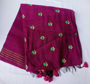 Elegant Purple Silk Saree with Embellishments
