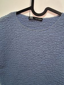 ZARA Textured Blue Top