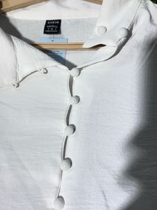 SHEIN Elegant White Button-Down Shirt