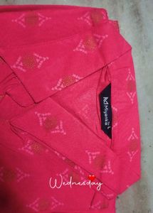 Pink Cotton Blend A-line Kurta