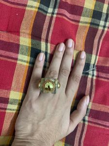 Chunky Clear & Gold Statement Ring