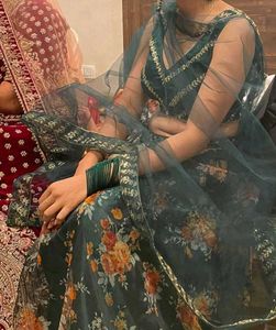 Dark Green Floral Digital print Lehenga Choli Set