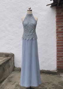 Elegant Crochet Neckline Maxi Dress