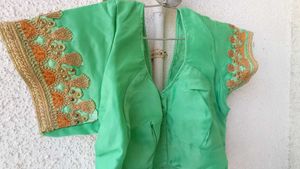 Beautiful Embroidered Green Saree