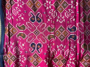 Pink Ikat Silk Saree