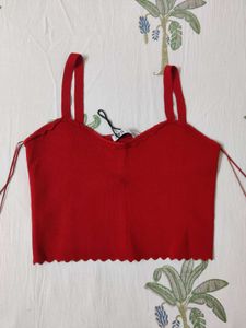 Zara Red Knit Crop Top