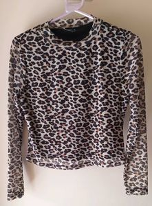 Leopard Print Sheer Top