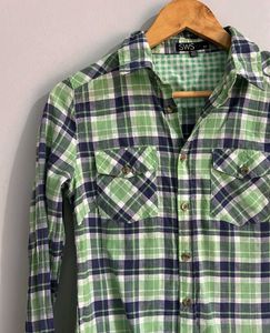 Green Plaid Button-Up Shirt
