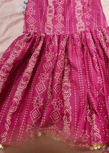 Vibrant Pink Polka Dot sharara set