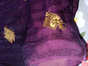 Elegant Purple Embroidered Saree