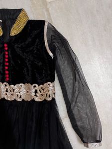 Elegant Black Anarkali Suit with Red Dupatta/pant