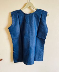 Embroidered Denim Top