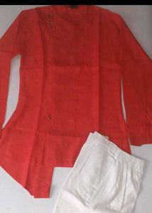Orange Cotton Kurta for Men
