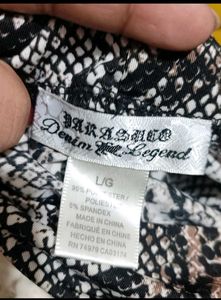 Snake Print Sleeveless Mock Neck Dress 36 Bust