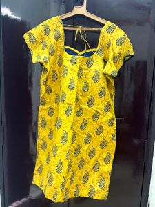Yellow Block Print Kurta Set