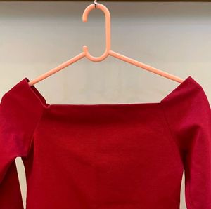 🥳OFFER Only ForToday Rich Red Color Boat Neck Top