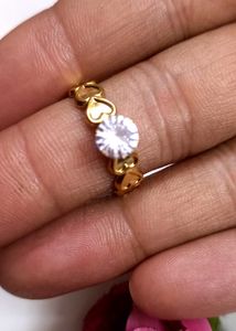 Gold Heart Ring with Stone