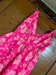 Vibrant Pink Floral Mini Dress