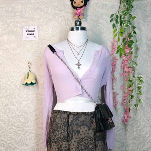 Cropped Cardigan with Button Detail