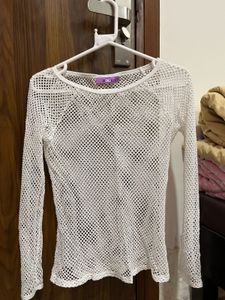 Open-Knit Mesh Top