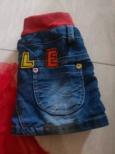 Cute Denim Skirt with Appliques
