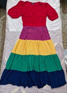 Boho Color Block Maxi Dress