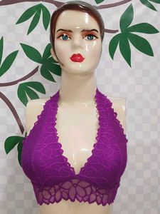 (400)Purple Lace Halter Bralette