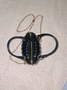 Cute Black Pumpkin Bag with Gold Chain