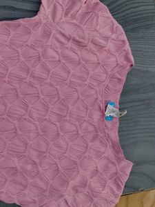 Cute Pink Textured Long Sleeve Top