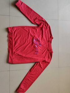 Red Long Sleeve Graphic Top