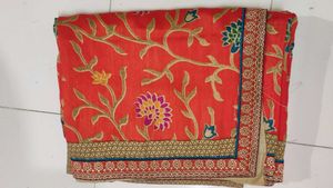 New Orange Printed Saree