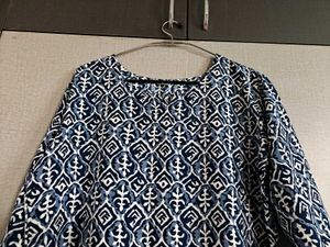 Boho Blue &amp; White Print Tunic Top