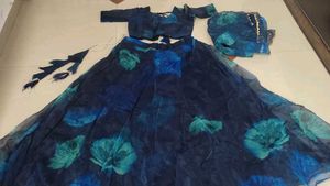 Blue floral lehnga