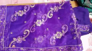 Purple Embroidered Saree