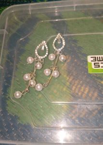Elegant Pearl Drop Earrings with Crystal Accents