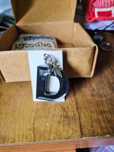 Unique D Letter keychain with Leaf Charm