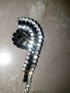 Sparkling Black &amp; Clear Rhinestone Brooch