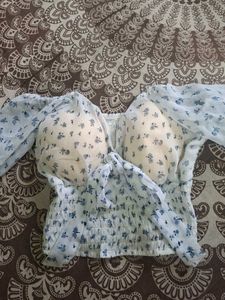 Floral Puff Sleeve Top (Padded)