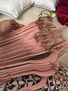 45 Pink Velvet Hangers with Rose Gold Hooks