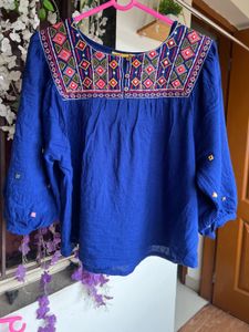Blue Embroidered Blouse