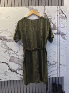 Olive Green Button-Up Midi Dress