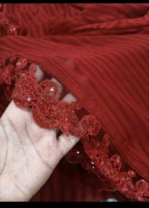 Elegant Red Embroidered Saree