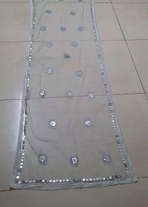 Embellished Net Dupatta with Mirror Work