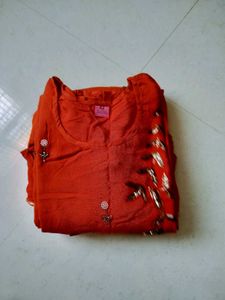 Orange Kurta with Pants sarara