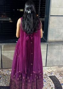 Elegant Embroidered Purple Gown