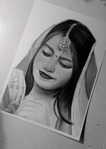 Pencil Portrait of a Bride