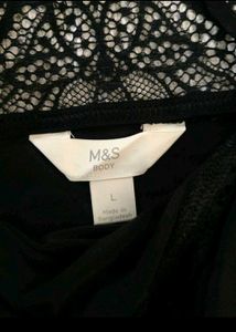 M&amp;S Black Lace Trim Slip Dress