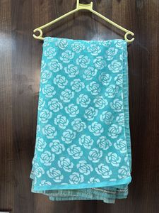 Turquoise Floral Saree