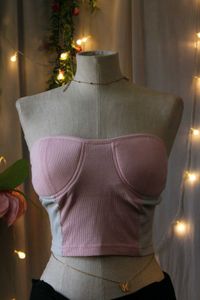 Forever 21 Pink &amp; Grey Bandeau Top